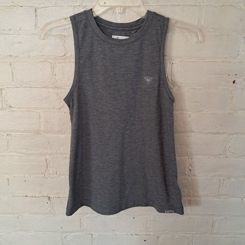 Columbia PFG Tank Top Women's XS Grey Active Fit Sleeveless Logo FK9518 Gorpcore